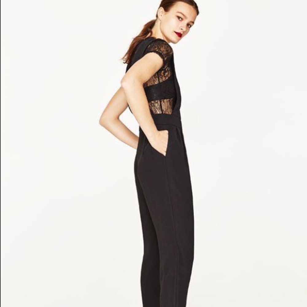Zara black lace jumpsuit. Size XS.